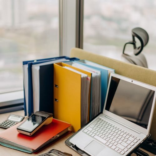 workspace near glass window